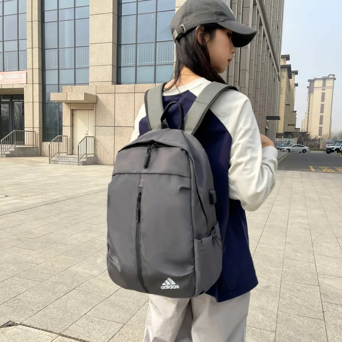 Adidas Grey Backpack Casual Daypack