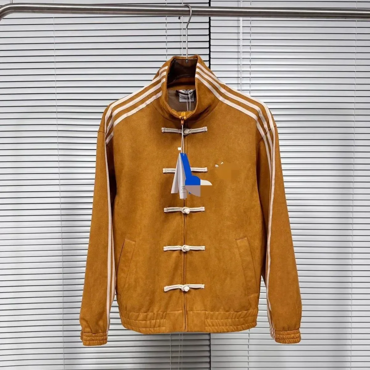 Adidas Three Stripes Suede Jacket Ginger Yellow Track Top
