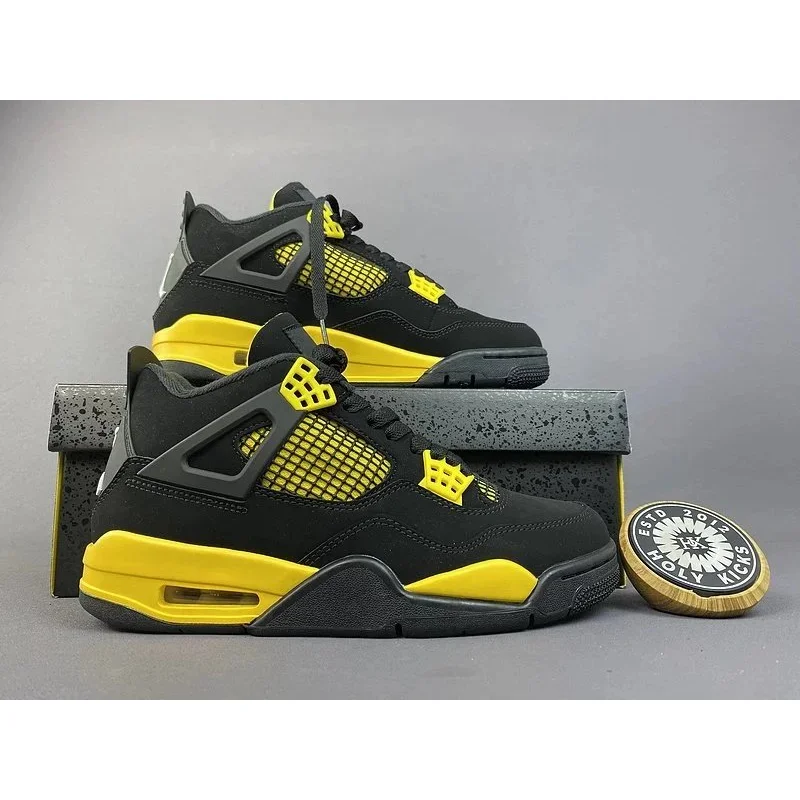 Nike Air Jordan 4 Black Yellow Sneakers