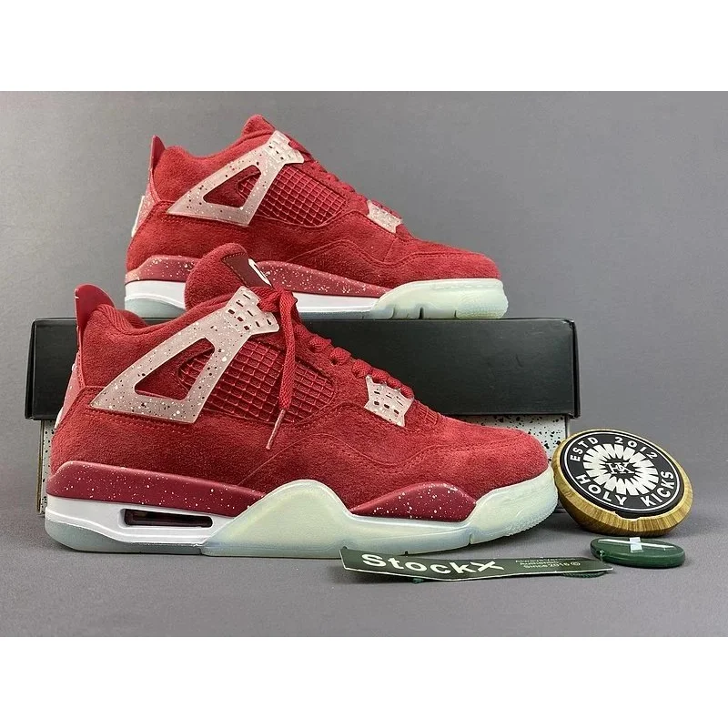 Nike Air Jordan 4 Red Suede Sneakers