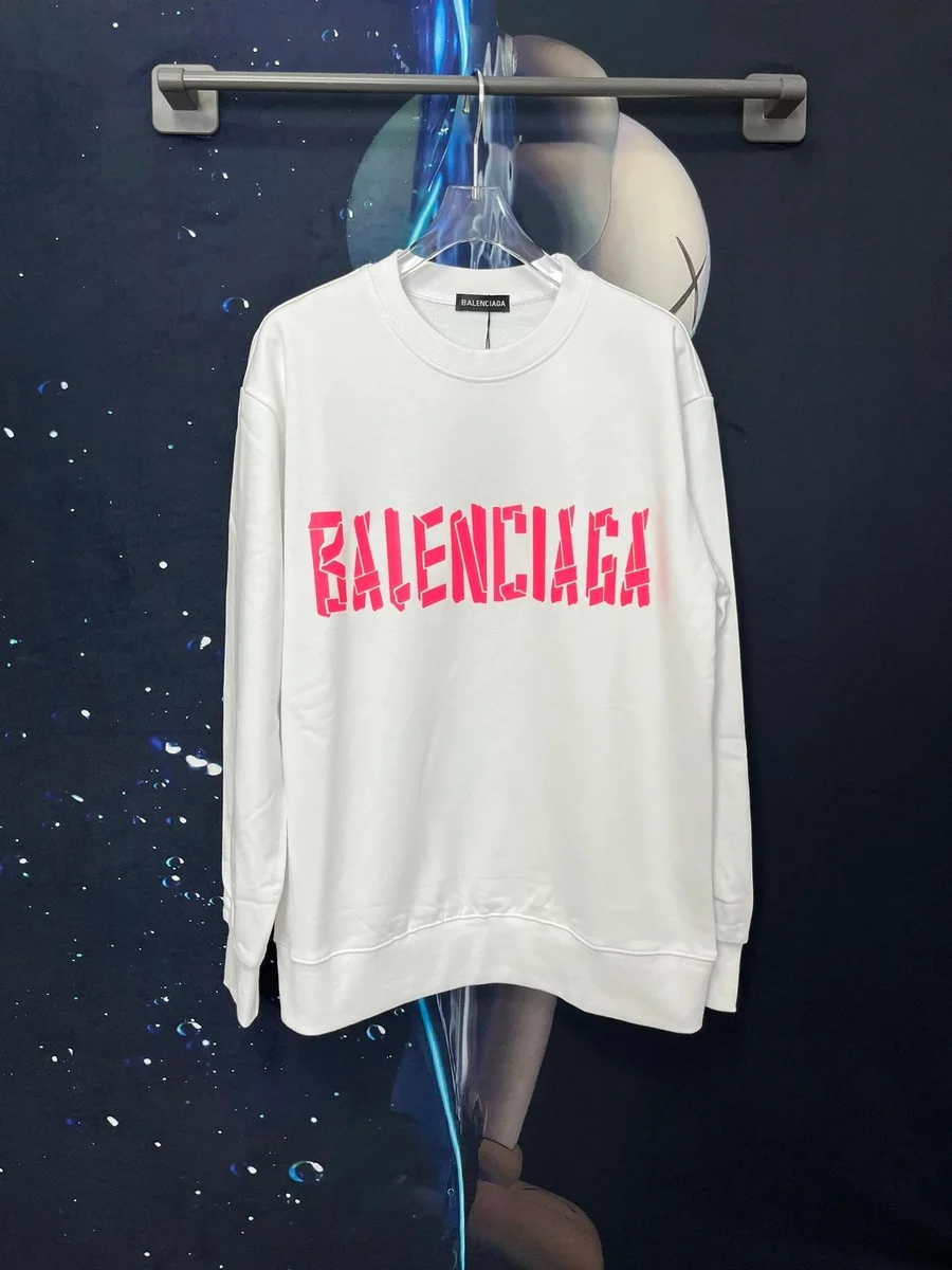 Balenciaga White Red Logo Oversized Sweatshirt