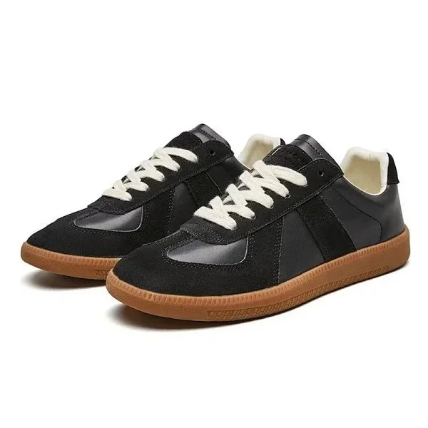 Black & White Suede Leather Sneakers