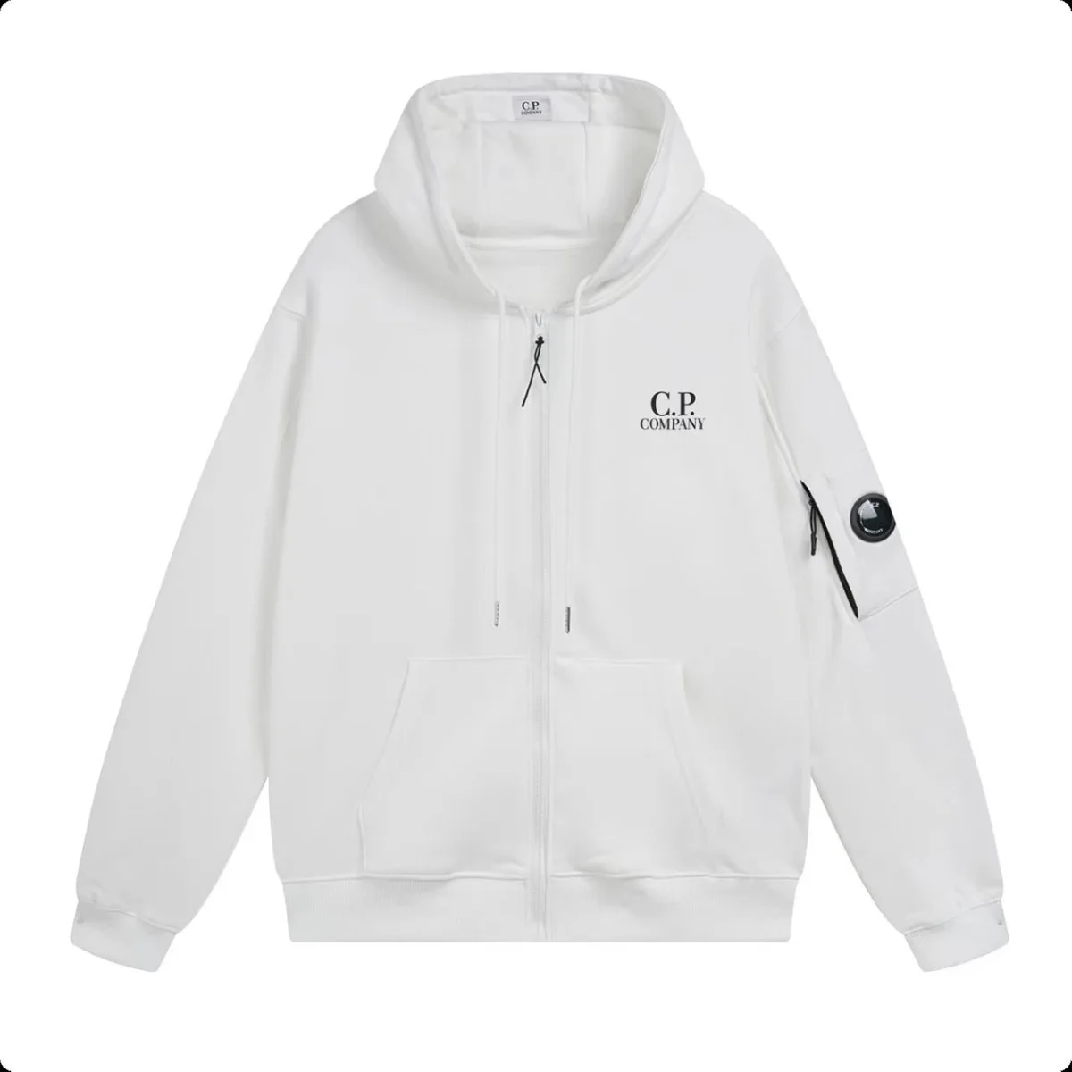 C.P. Company Goggle White Zip-Up Hoodie