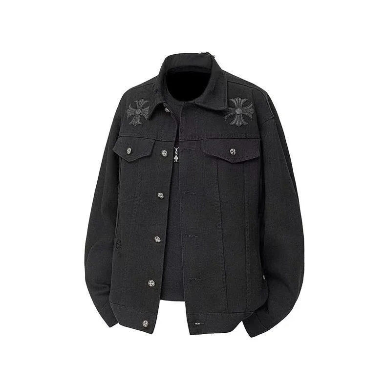 Chrome Hearts Black Cross Embroidered Denim Jacket