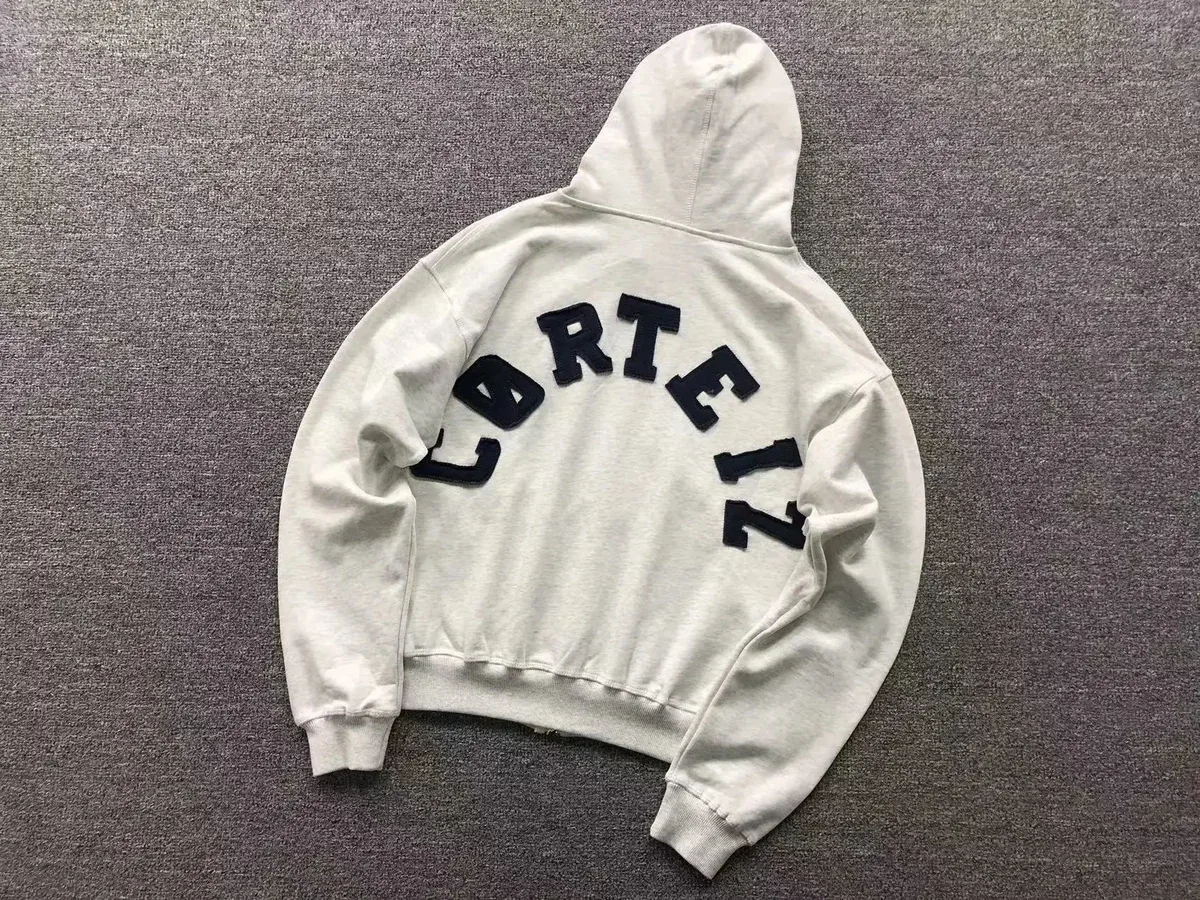 Corteiz Hoodie White with Black 'CORTEIZ' Embroidery