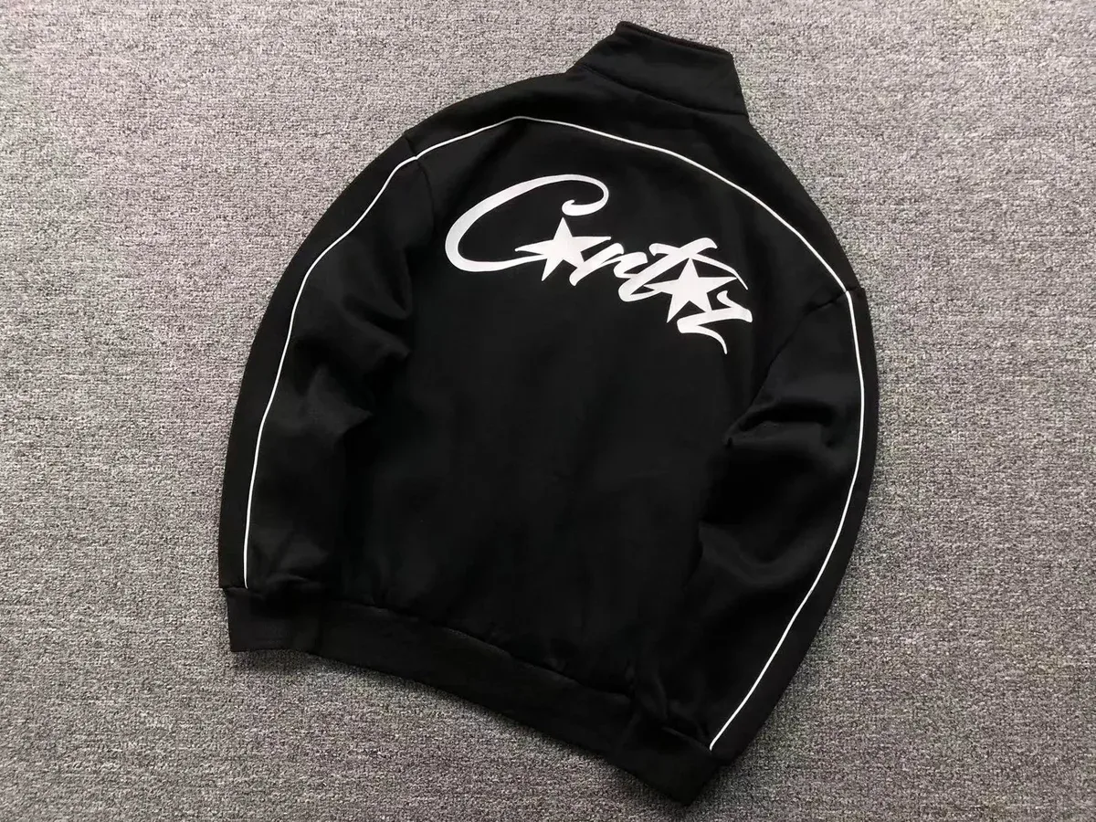 Black 'Cortez' Jacket with White Script Logo