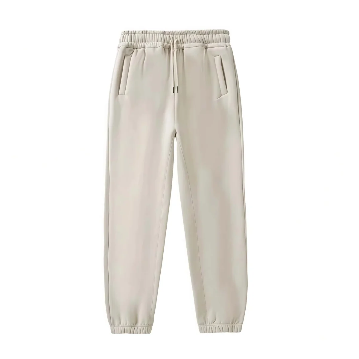 Beige Solid Sweatpants