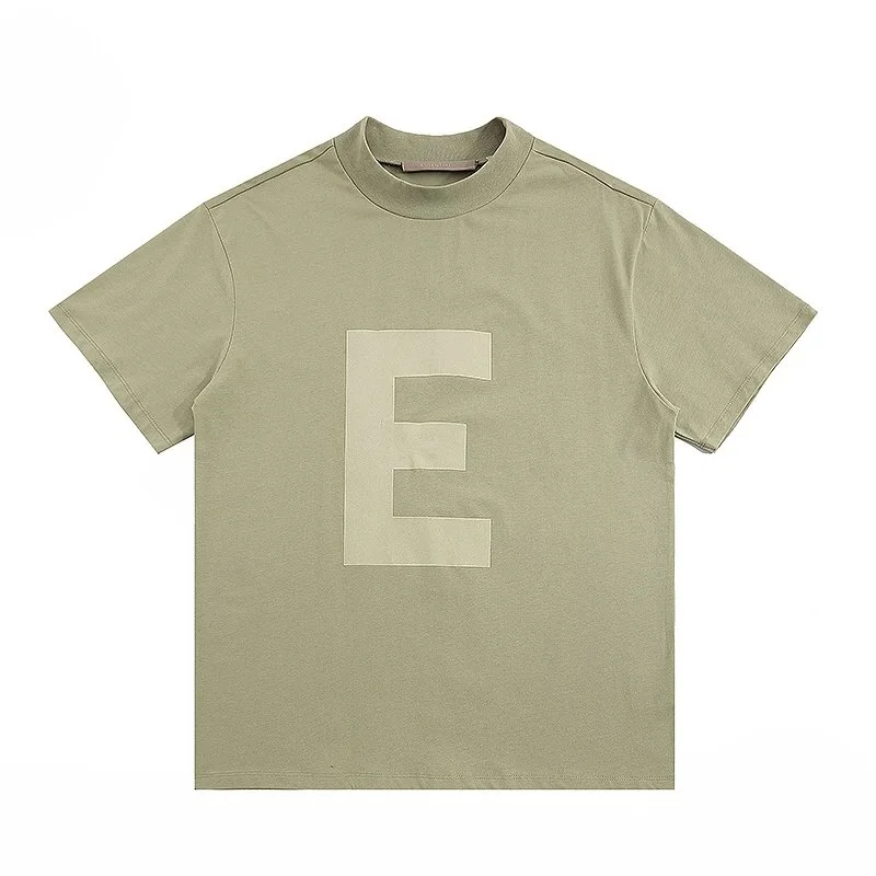 Oversized Letter 'E' T-Shirt in Olive Green