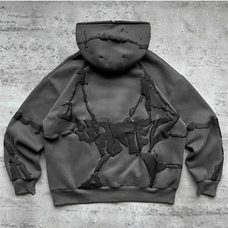 Oversized Hoodie with Cracked Design