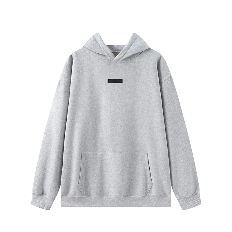 Unisex Grey Hoodie with Front Pocket and Minimalist Logo
