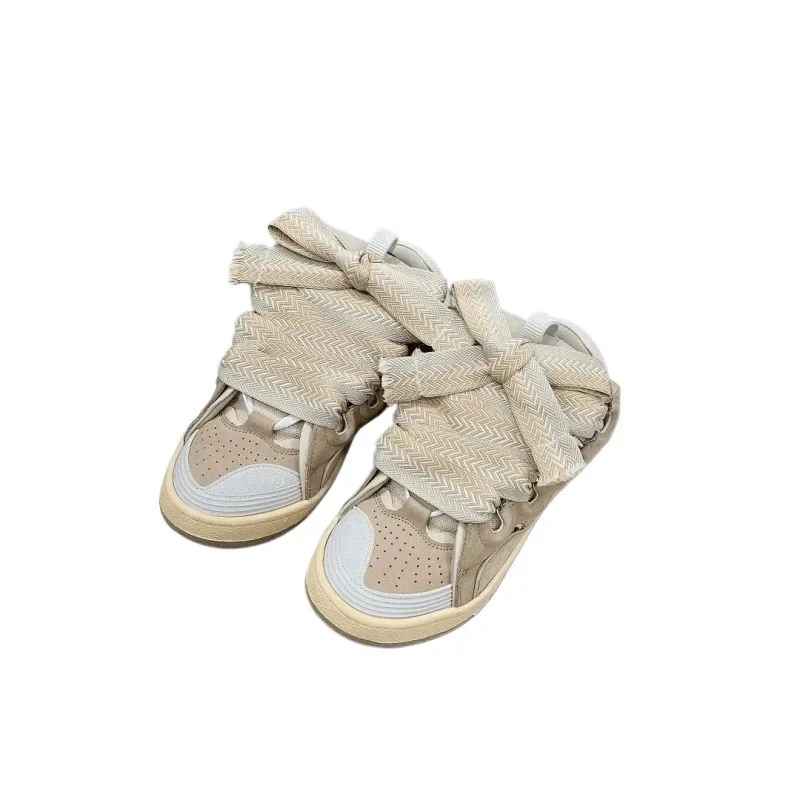 Unisex Beige Bow Detail Sneakers