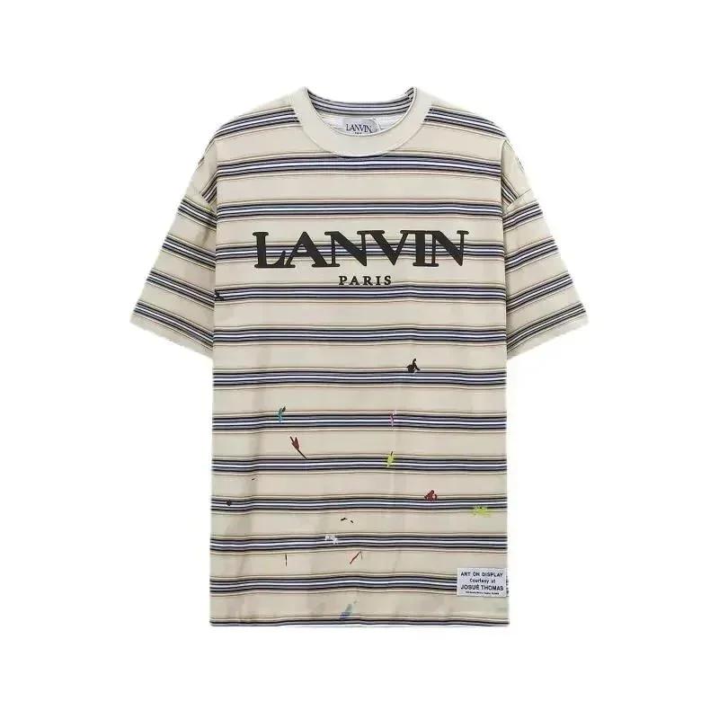 Lanvin Striped Art Print T-Shirt Beige