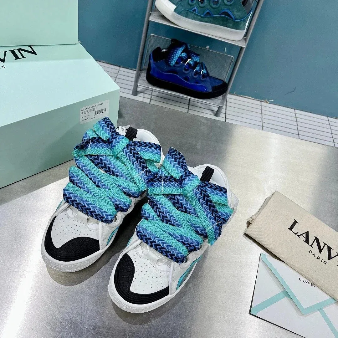 Lanvin White & Blue Sneakers