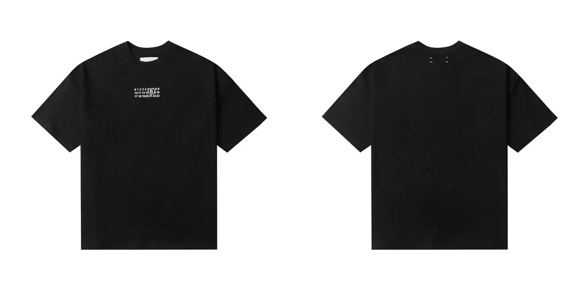 Maison Margiela Black T-Shirt with Numeric Print