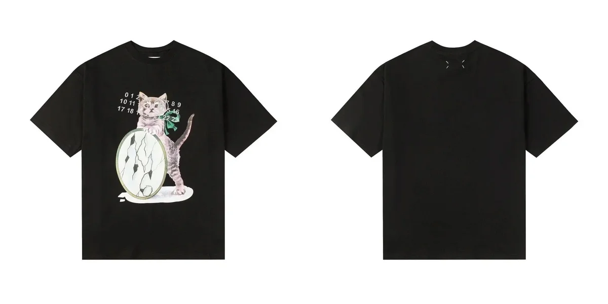 Acne Studios Face Cat Print Black T-Shirt