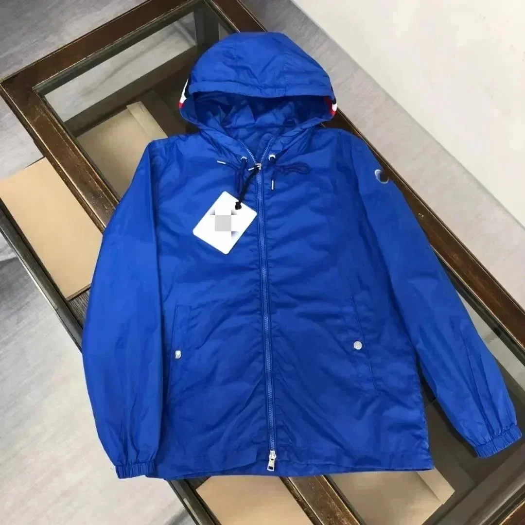 Blue Hooded Windbreaker Jacket