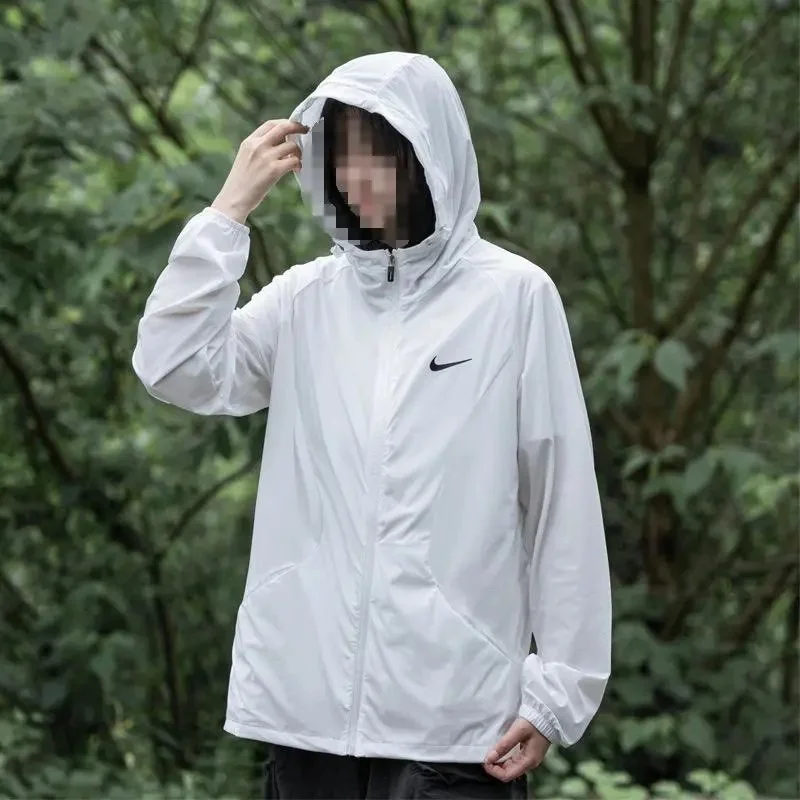 Nike White Lightweight Hooded Jacket