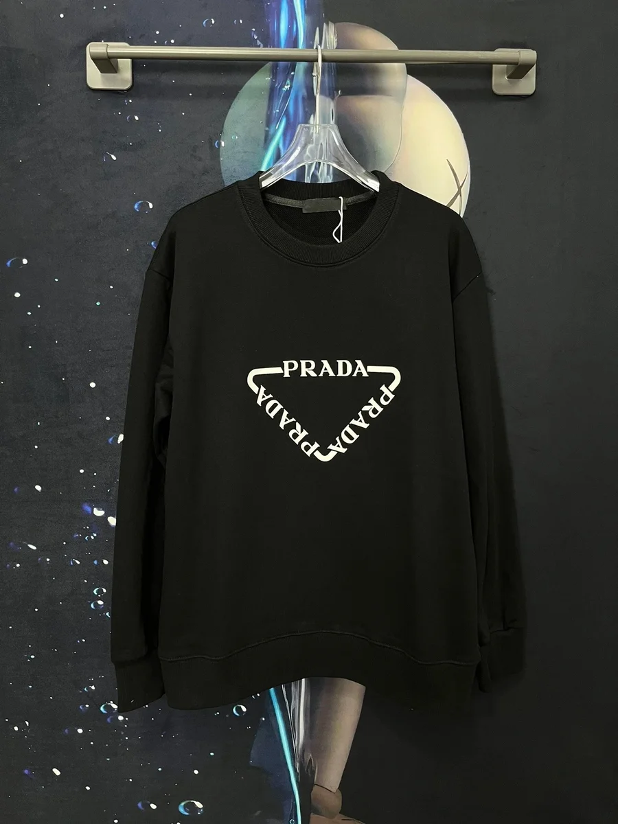 Prada Black Logo Print Oversized Sweatshirt