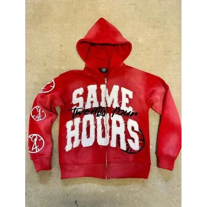 A Bathing Ape BAPE STA Red 'SAME TWENTY FOUR HOURS' Zip Hoodie