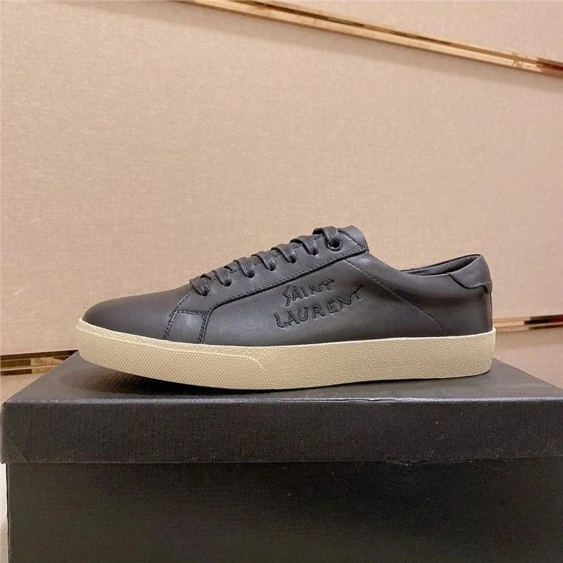 Saint Laurent Court Sneaker Black Leather Beige Sole
