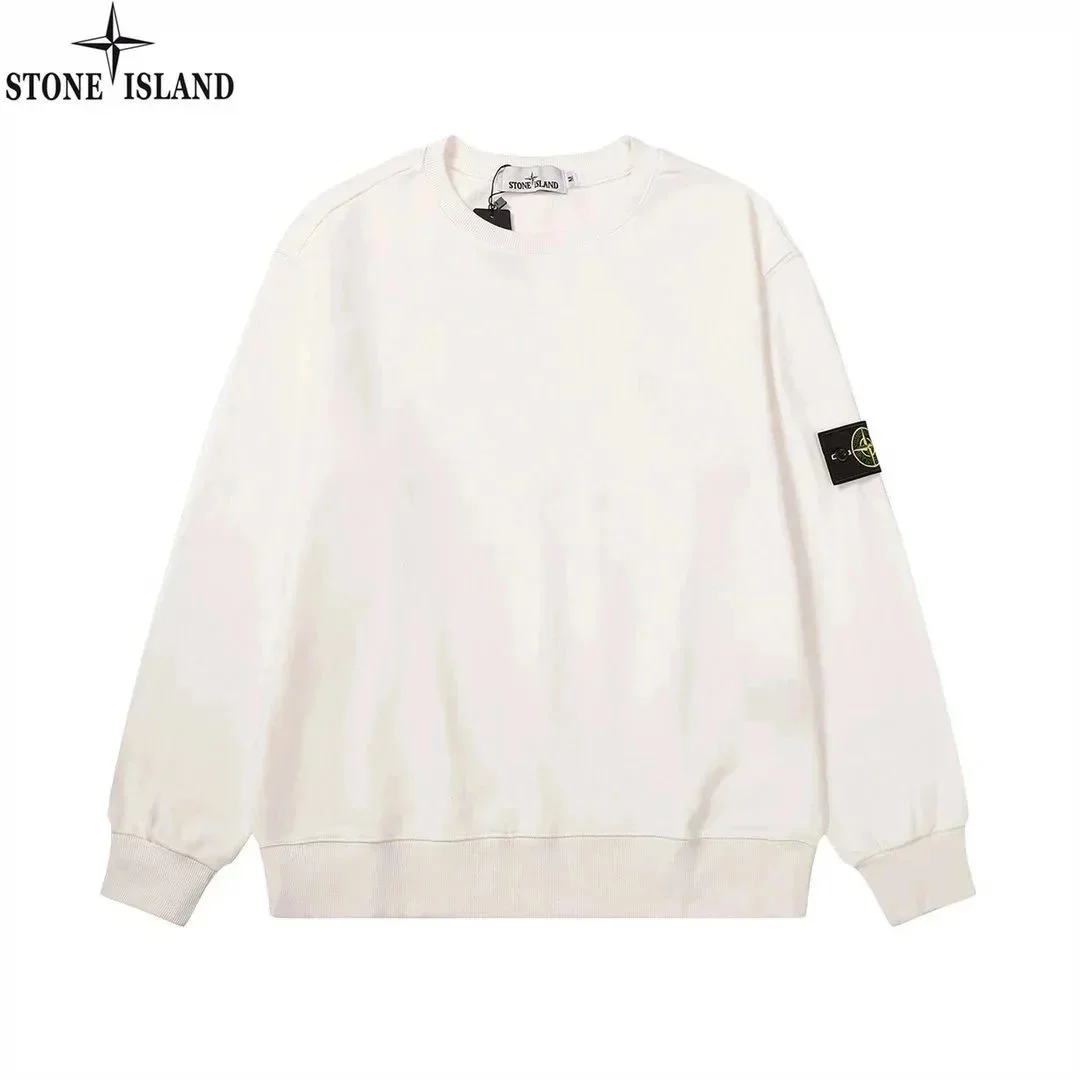 Stone Island White Round Neck Sweatshirt
