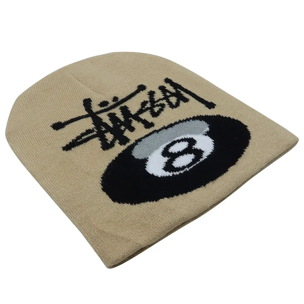 Stussy Beanie Khaki with 8-Ball Logo Headwear