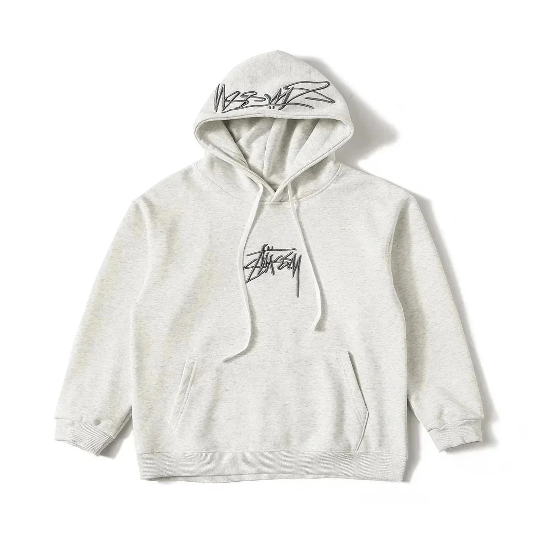 Stussy Basic Logo Hoodie in Light Grey