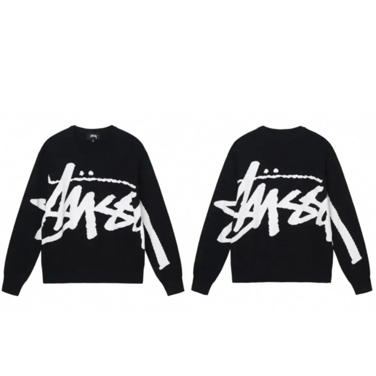 Stussy Black White Logo Sweater