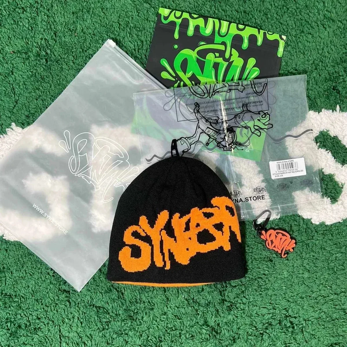 Syna Black & Orange Beanie Headwear