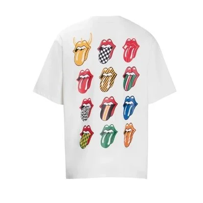 White Rolling Stones Tongue Print T-Shirt