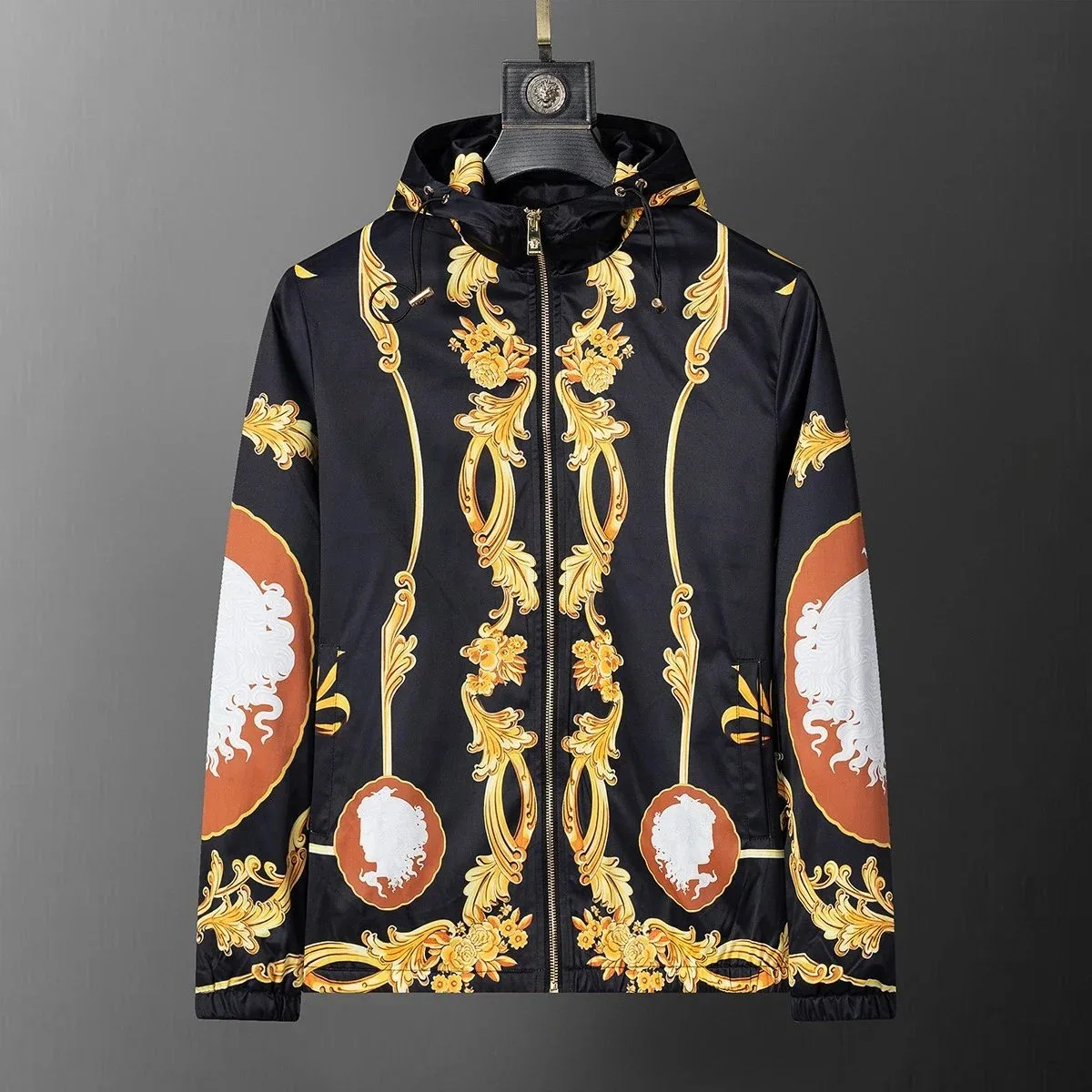 Versace Iconic Baroque Print Jacket Black Gold